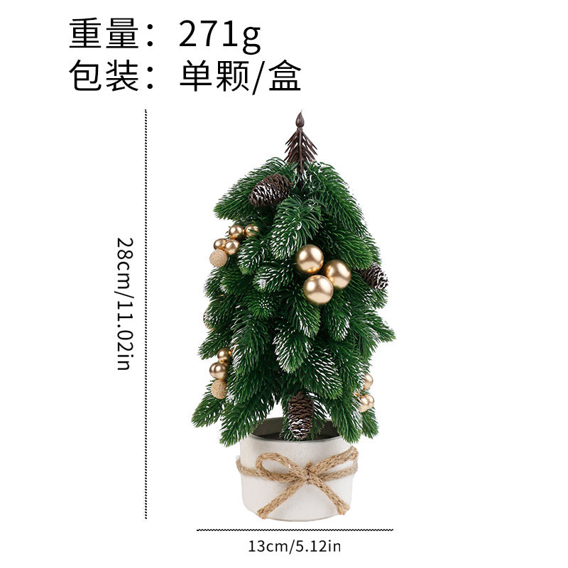 跨境 圣诞节装饰品 仿真桌面诺贝松盆栽 家居派对迷你圣诞树摆件