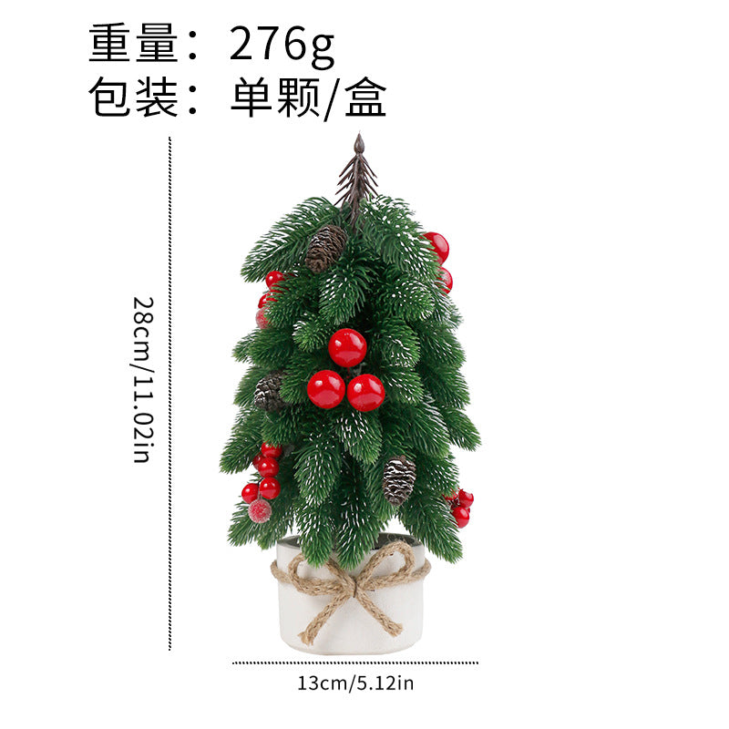 跨境 圣诞节装饰品 仿真桌面诺贝松盆栽 家居派对迷你圣诞树摆件